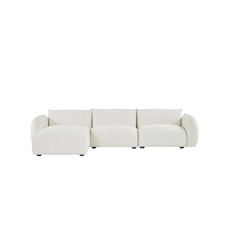 Cream Left-Chaise Three-Seater Sofa 1