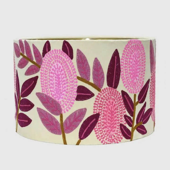 Cream-Tone Pink Banksia Drum Shade – 40X25Cm 1