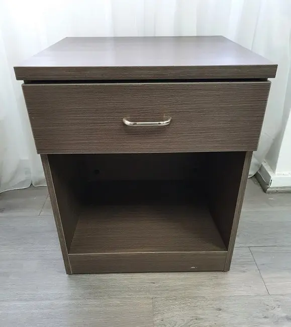 Crisantha Bedside Unit — 1-Drawer, 1-Shelf Design In Polytec Walnut (Ex-Display Stock) 1