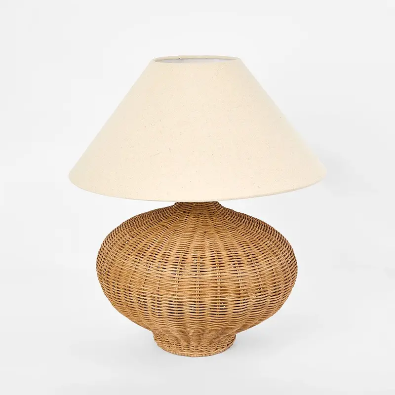 Dallas Natural Rattan Table Lamp With Linen Shade 1