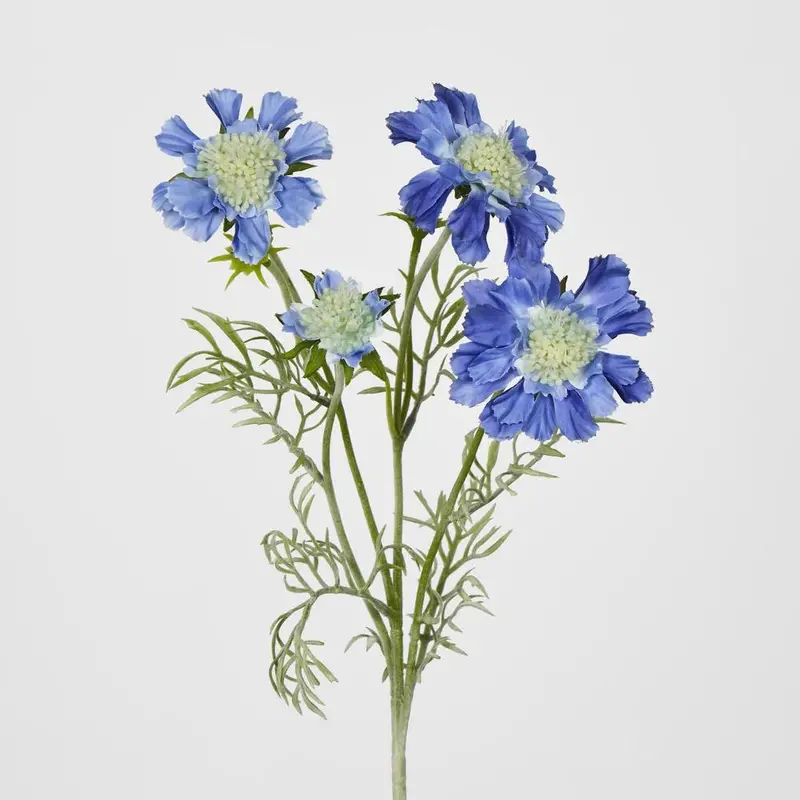 Dark Blue Scabiosa Spray With Buds – Botanical-Inspired Faux Flower 1
