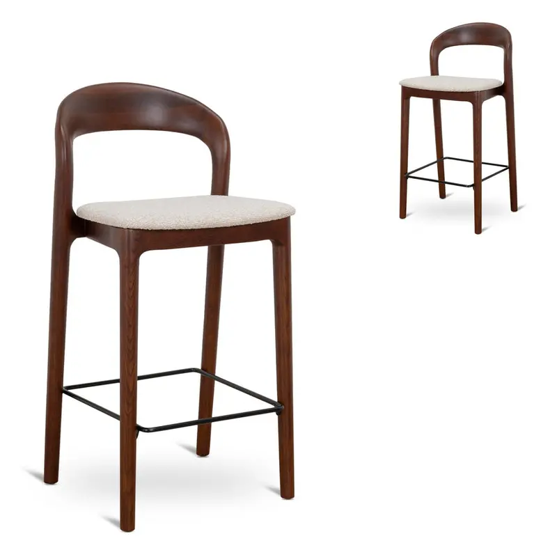 Dark Brown & Beige 65Cm Bar Stools (2-Pack) 1