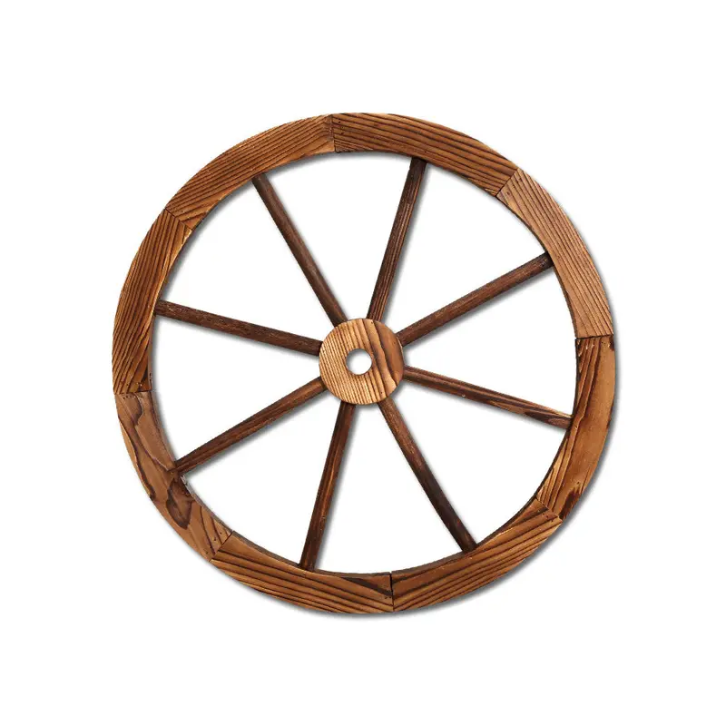 Decorative Wooden Wagon Wheel – Rustic Outdoor Garden Ornament 1