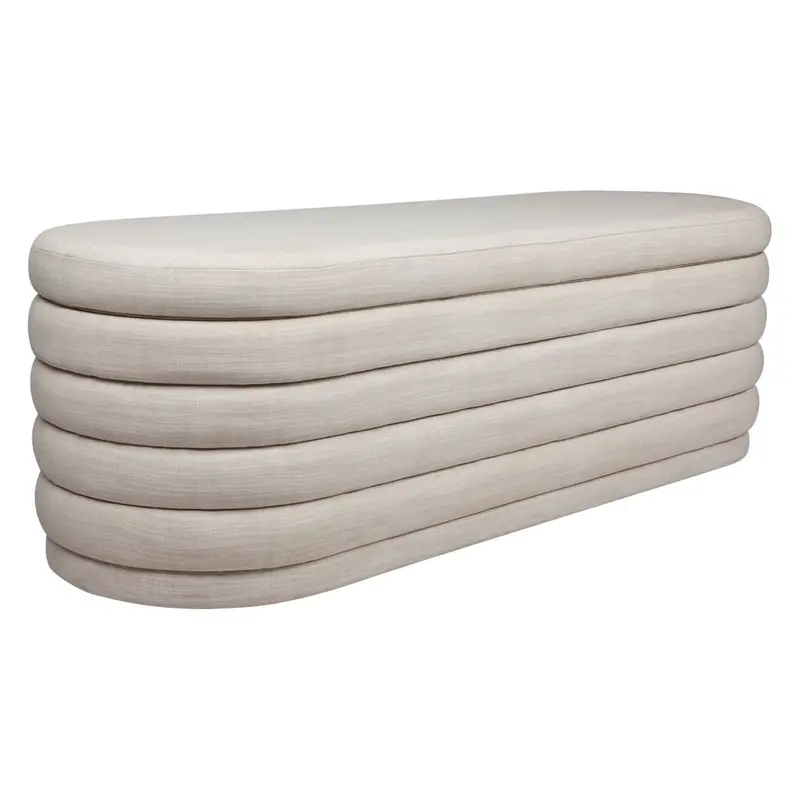 Demi Storage Bench Ottoman In Off-White Linen 1