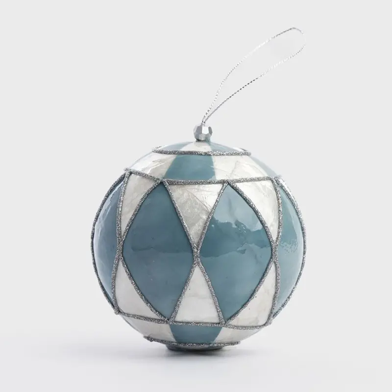 Diamond Hand-Painted Capiz Bauble – Navy Blue 1