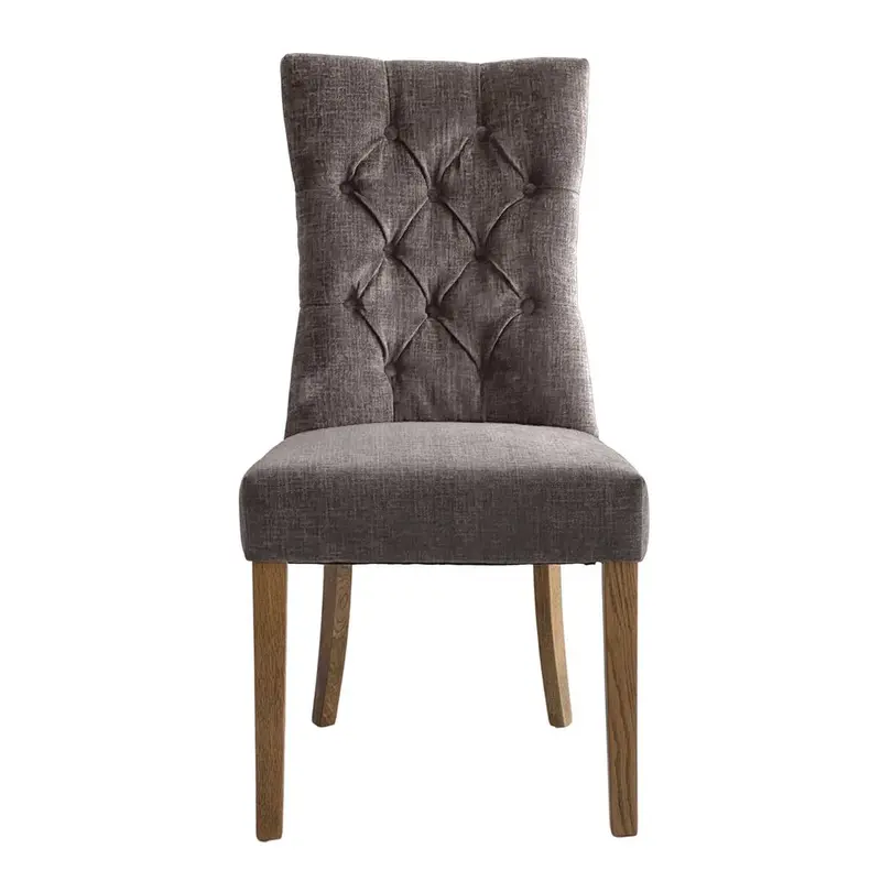 Diana Silver-Grey Linen-Blend Buttoned Hamptons Dining Chair 1
