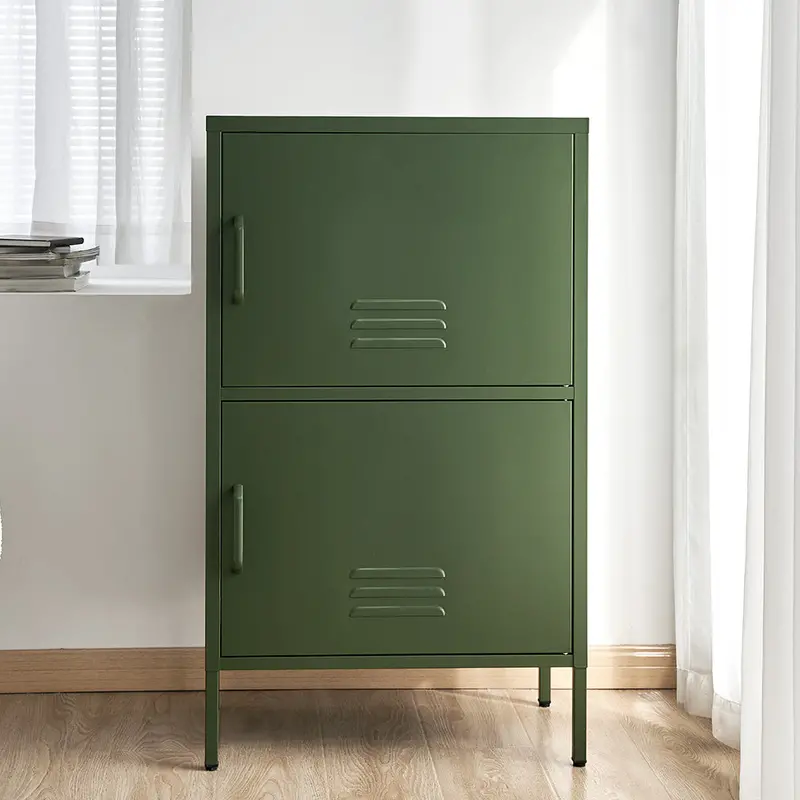 Double Green Metal Sideboard – Dual-Tone Buffet Cabinet By Artissin 1