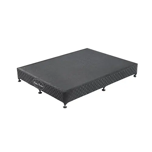 Double Mattress Platform With Durable Wooden Slats – Black Removable Upholstered Cover 1