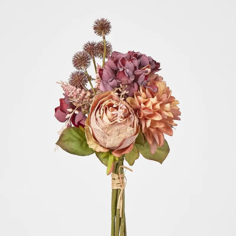 Dried Floral Bouquet – Rose, Chrysanthemum & Hydrangea In Mauve 1