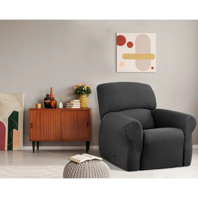 Elan Cambridge Steel Recliner Sofa – Single-Seat Stretch Fabric Couch With Ergonomic Support 1