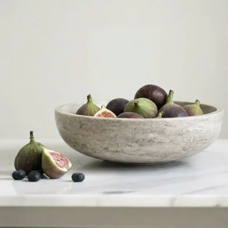 Elara Large Veined Marble Bowl – Centerpiece Dish 1