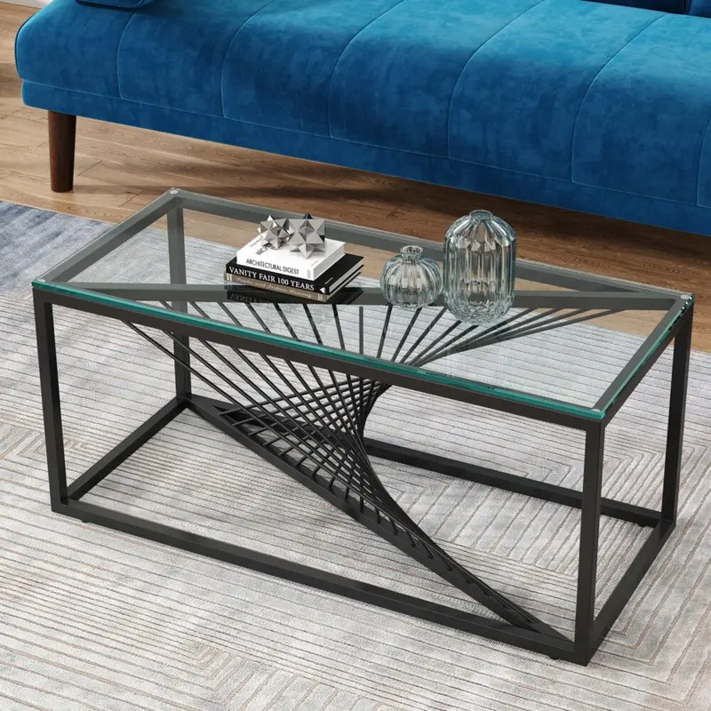Eleganza Glass-Top Enclave Coffee Table With Sleek Frame 1