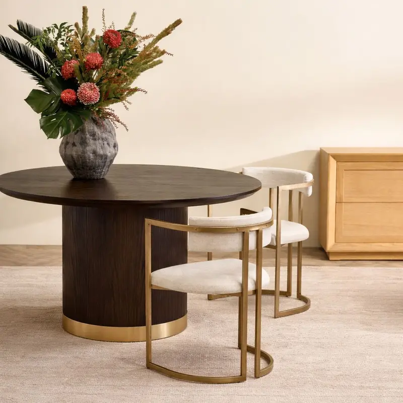 Eli 1.2M Smoked Oak Round Dining Table 1
