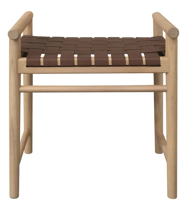 Elliot Single-Seater Leather Bench – Natural Genuine Leather Accent Seat With Clean Lines 1