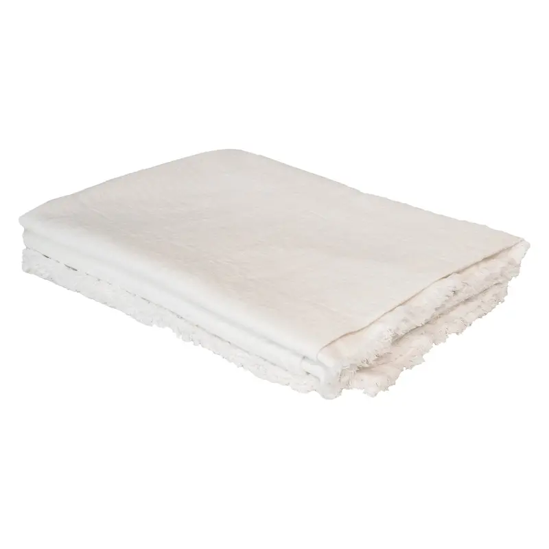 Elora Large White Linen Throw Blanket 1