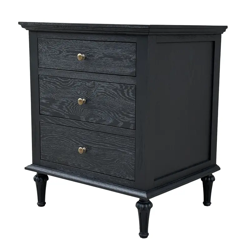 Emmerson Black Oak Side Table With Rounded Drawer Handles 1