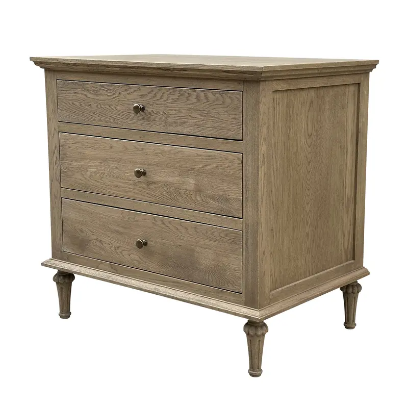 Emmerson Large Dark Oak Side Table With Circular Drawer Pulls 1