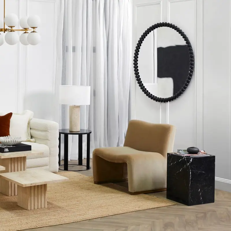 Esme Black Round Wall Mirror – Modern Matte-Finish Circular Mirror 1