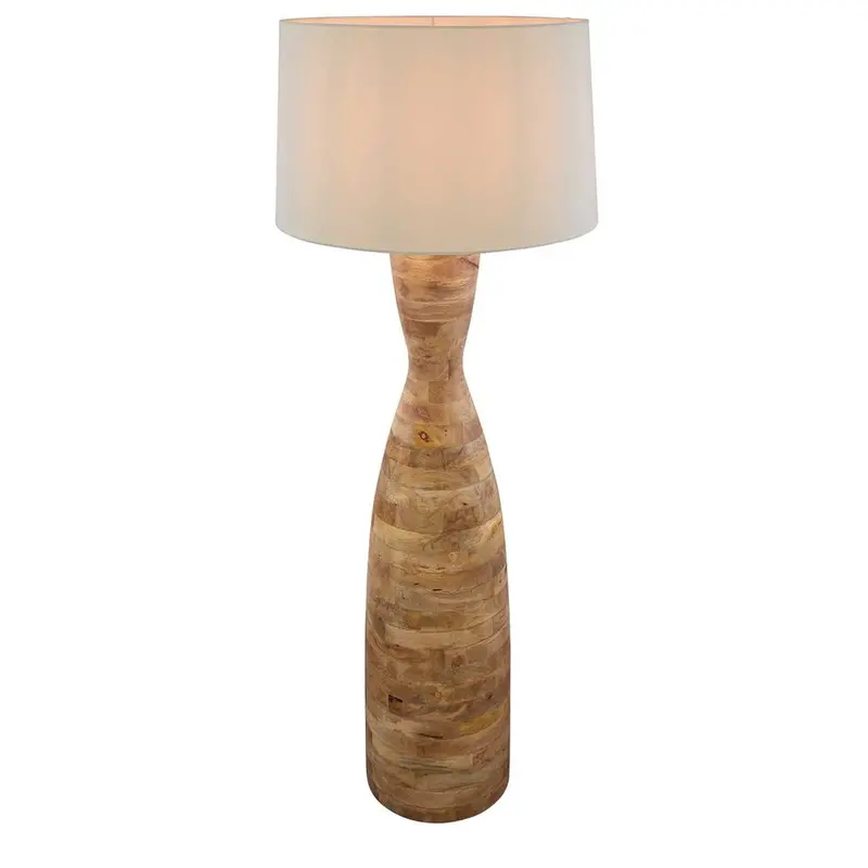 Esraj Hand-Turned Wood Floor Lamp – Natural Grain & Warm Tone 1