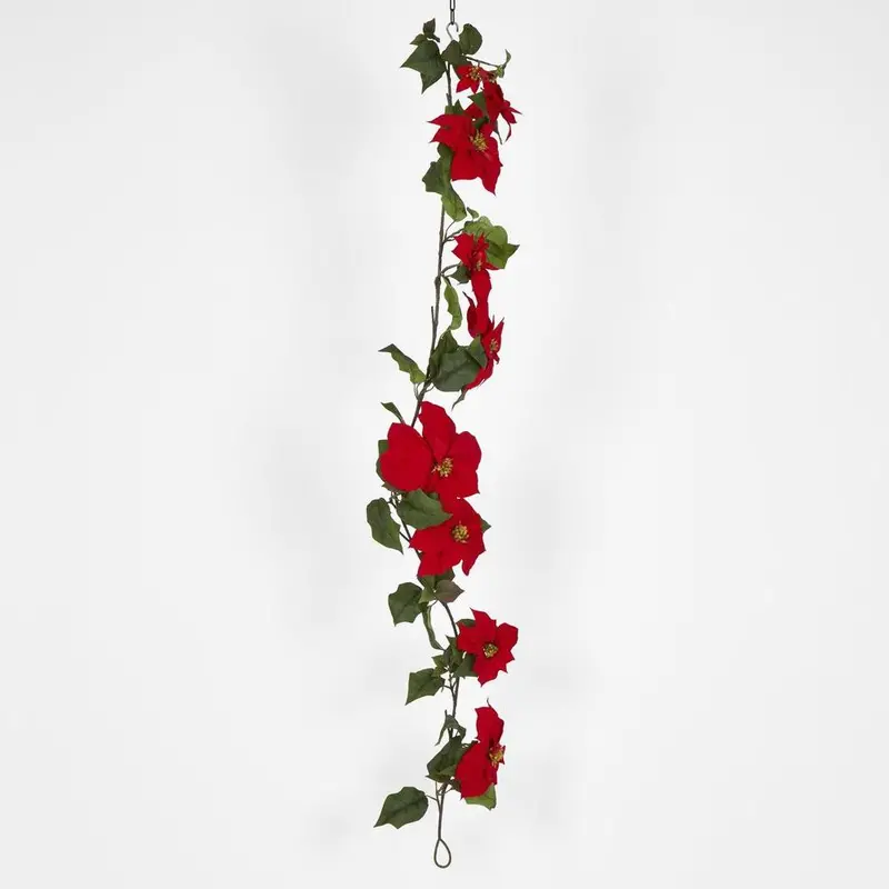 Festive Poinsettia Garland – 180Cm Long 1