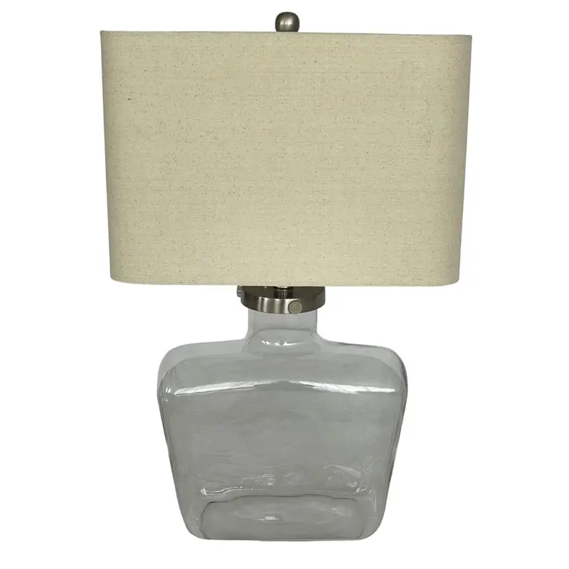 Fillable Bottle-Style Table Lamp With Linen Shade 1