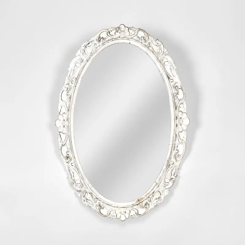 Floral-Embellished Round Mirror Frame Decor 1