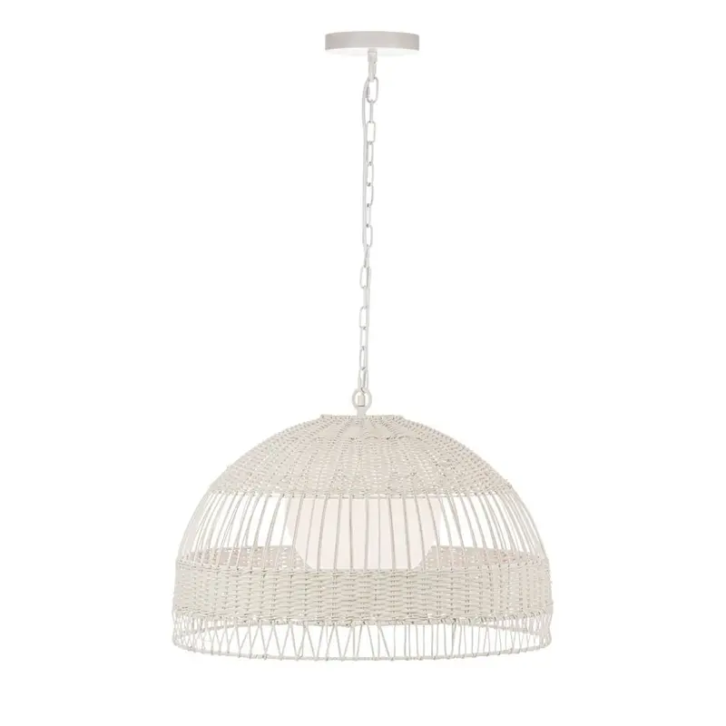 Fortaleza Medium White Rattan Pendant Light 1