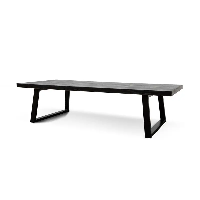 Full-Black 3-Meter Reclaimed Dining Table – 120Cm Wide 1