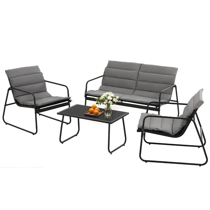Gardeon 4-Piece Textilene Outdoor Sofa Set – Patio Table, Chairs & Cushions For Comfortable Lounging 1