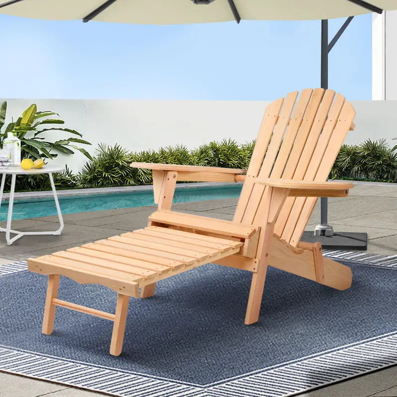 Gardeon Adjustable Natural Wood Adirondack Lounge Chair For Garden Or Patio 1