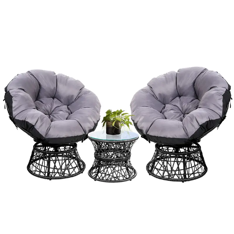 Gardeon Black Papasan Chair With Matching Side Table 1