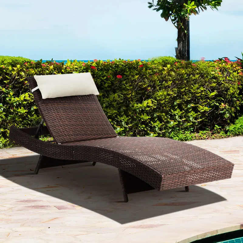 Gardeon Brown Wicker Outdoor Sun Lounge Chair With Cushions 1