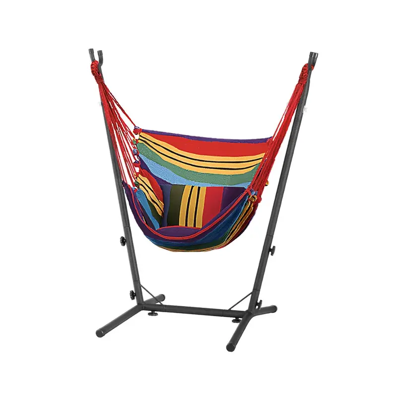 Gardeon Hanging Hammock Chair With Freestanding Metal Frame – Rainbow 1