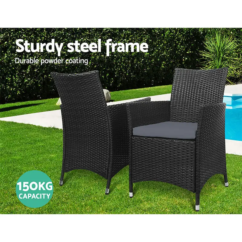 Gardeon Idris 2-Piece Wicker Outdoor Dining Chairs With Cushions For Patios And Gardens 1