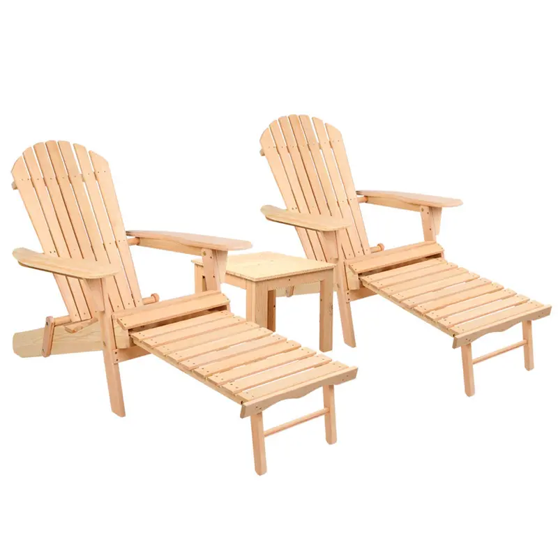Gardeon Natural Wood Adirondack Patio Set – 3-Piece Table And Chairs 1