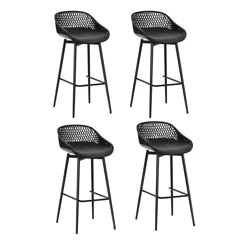 Gardeon Set Of 4 Black Plastic Outdoor Bar Stools – Lightweight & Stackable 1