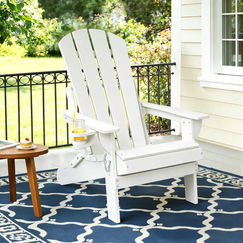 Gardeon White Folding Adirondack Chair – Hdpe Sun Lounge For Garden Or Patio 1