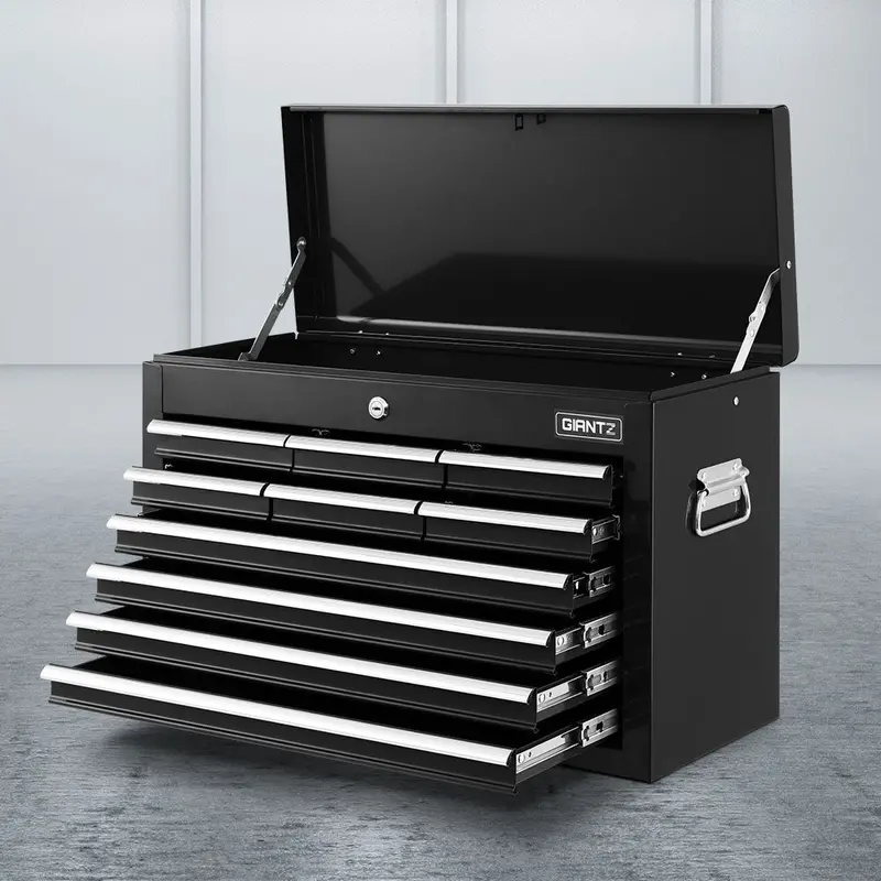 Giantz 10-Drawer Black Tool Chest With Locking Drawers For Organised Workspaces 1