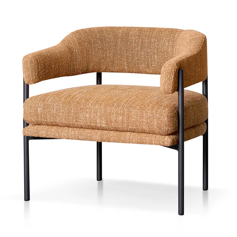 Ginger Brown Fabric Armchair With Black Legs 1