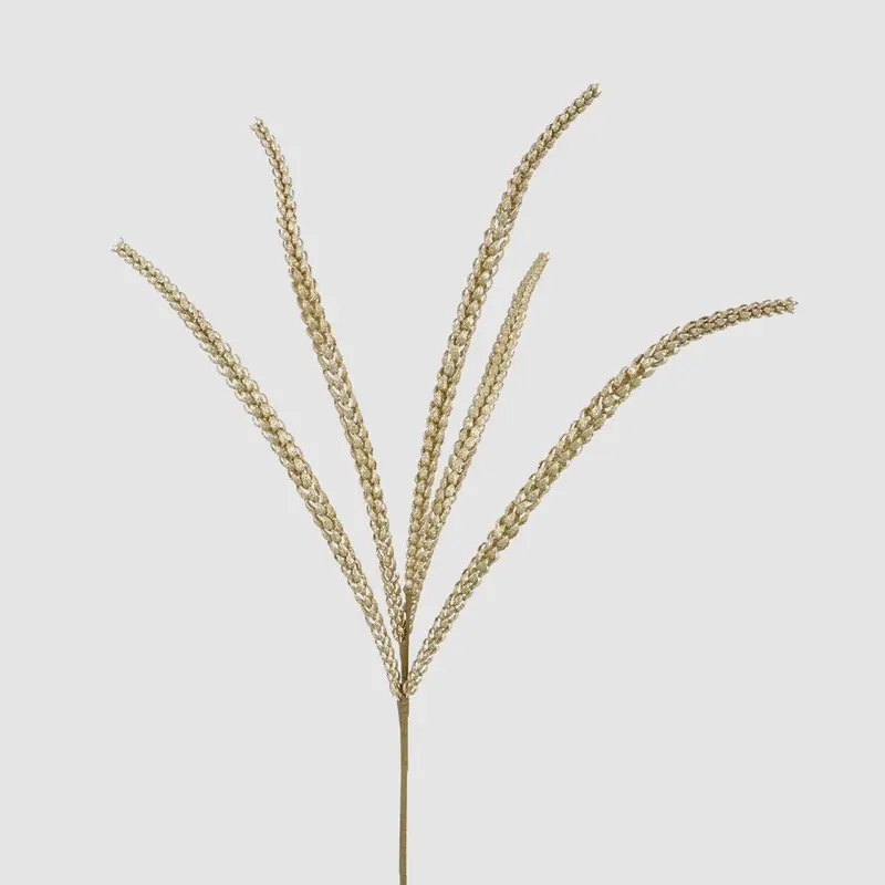 Gold Glitter Leaf Spray Festive Decoration 1