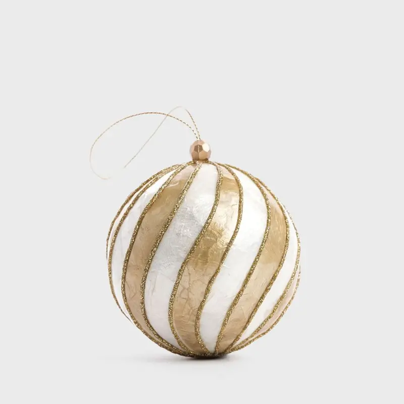 Gold Hand-Painted Swirl Capiz Shell Ornament 1