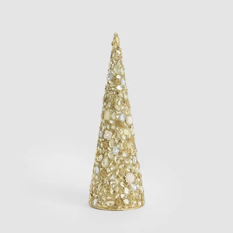 Gold Oro Gem Cone-Shaped Christmas Tree Topper 1