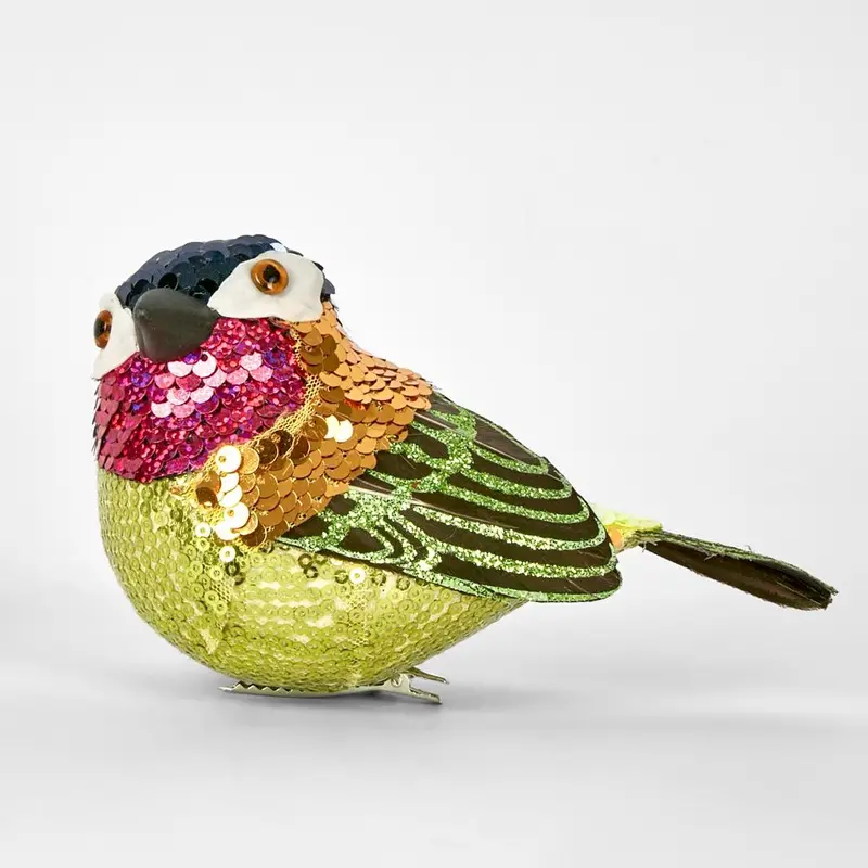 Gold Sequin Bird Clip Ornament By Jasper 1