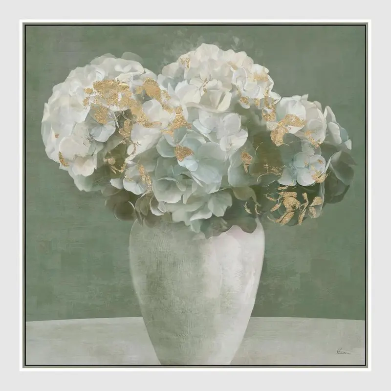 Golden Bloom Botanical Wall Art Print – 52.5 X 52.5 Cm Square Framed Decor 1