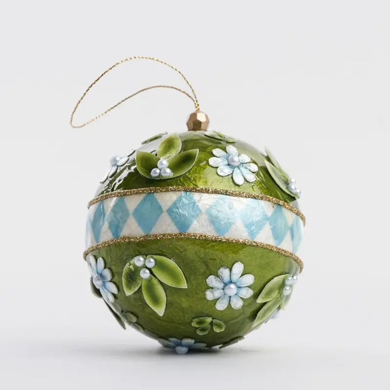 Green Capiz Shell Bauble – Elegant Fleur Holiday Decoration 1