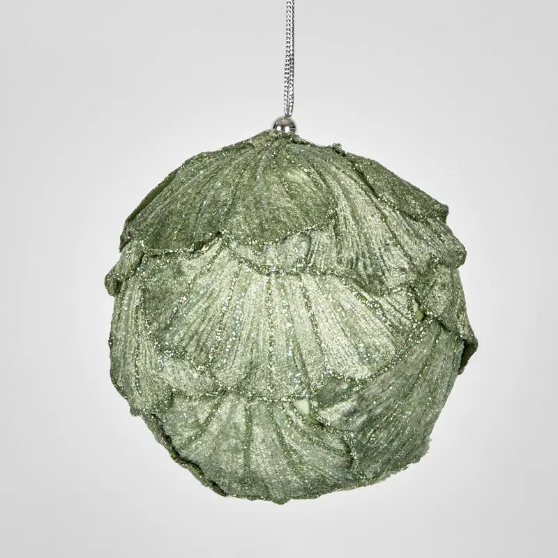 Green Ginkgo Leaf Glass Christmas Bauble 1