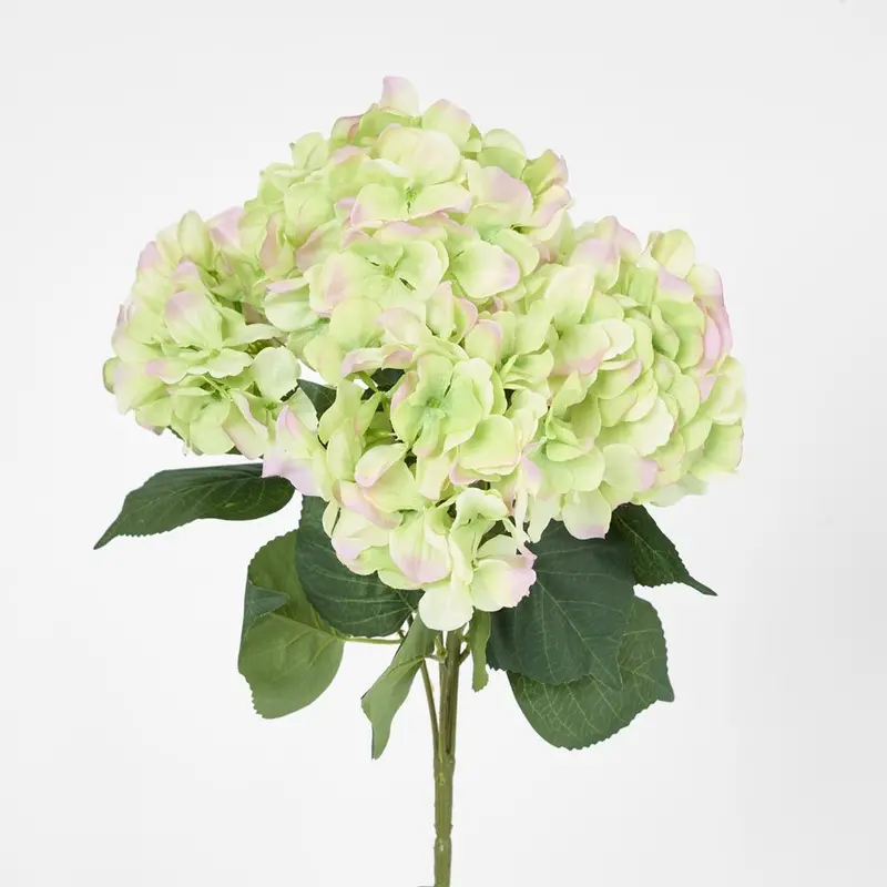 Green & Pink Hydrangea Artificial Bundle With Leaves – 55Cm 1