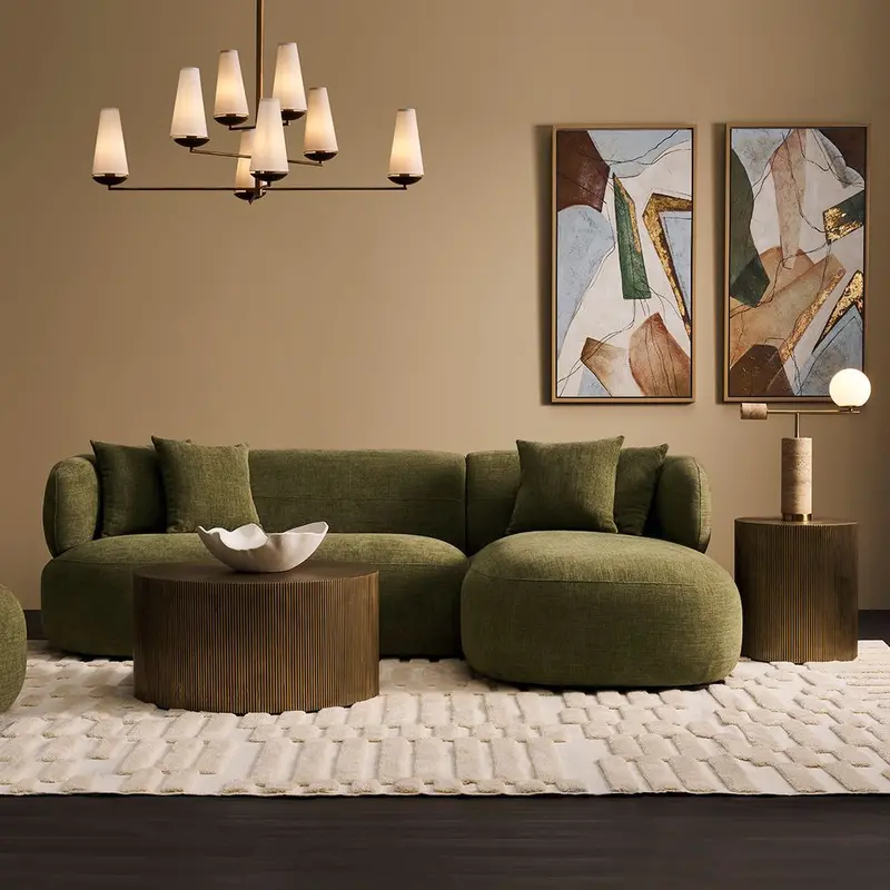 Greenwich Modular 3-Seater Sofa With Right-Facing Chaise In Sage Chenille 1
