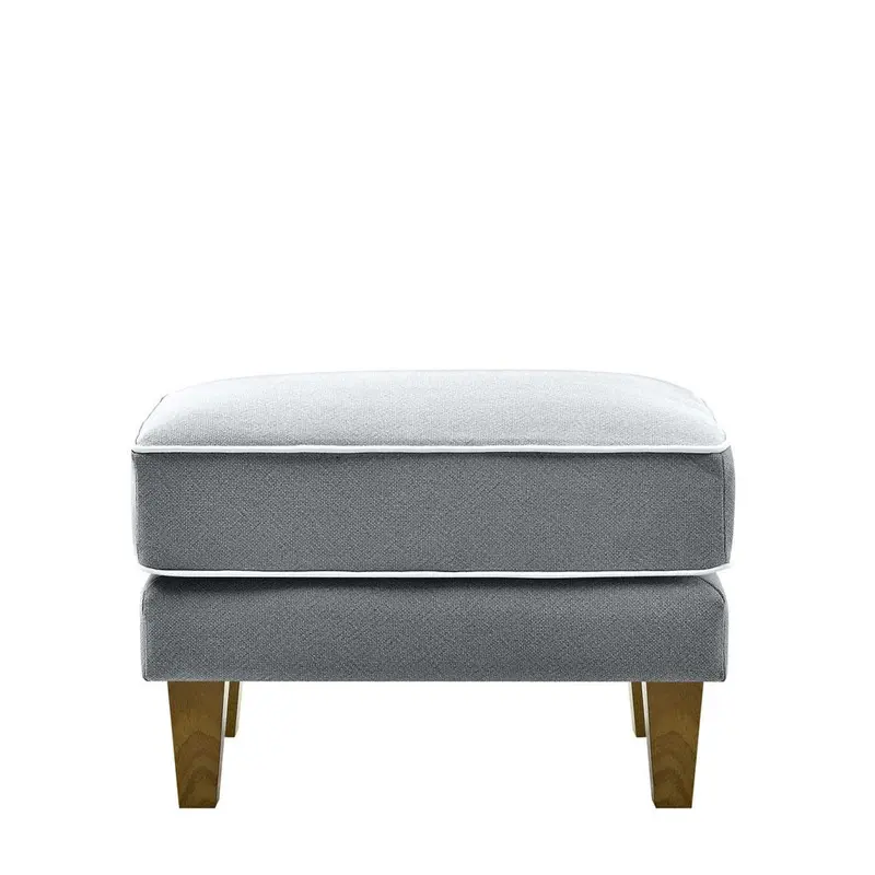 Grey Bondi Hamptons Ottoman With White Piping 1