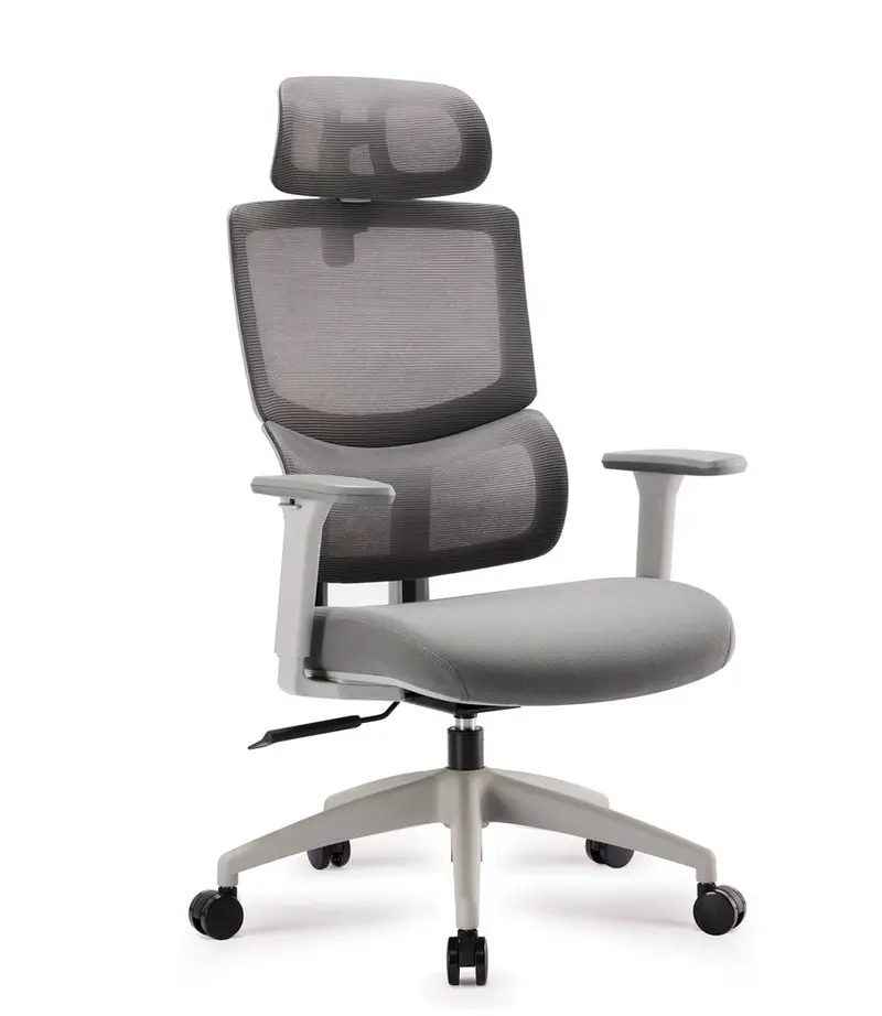 Grey Mesh Ergonomic Office Chair With Headrest 1